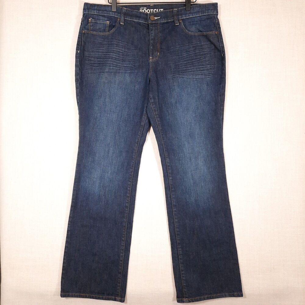 New York & Company Jeans Size 16 Bootcut Stretch Low-Rise Dark Wash 98% Cotton